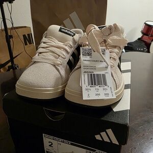 Adidas Kids Grand Court Sneakers - Cream and Black